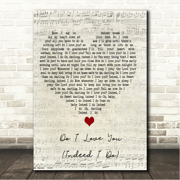 Bruce Springsteen Do I Love You (Indeed I Do) Script Heart Song Lyric Wall Art Canvas Framed Print