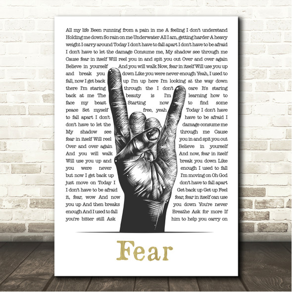 Blue October Fear Sketch Rock Fist Song Lyric Wall Art Canvas Framed Print