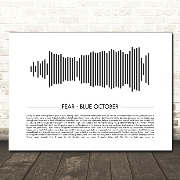 Blue October Fear Sound Wave Minimal Song Lyric Wall Art Canvas Framed Print