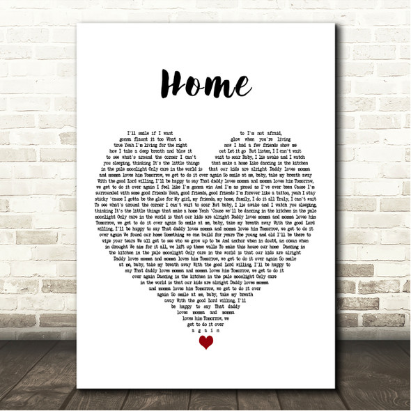 Blue October Home White Heart Song Lyric Wall Art Canvas Framed Print
