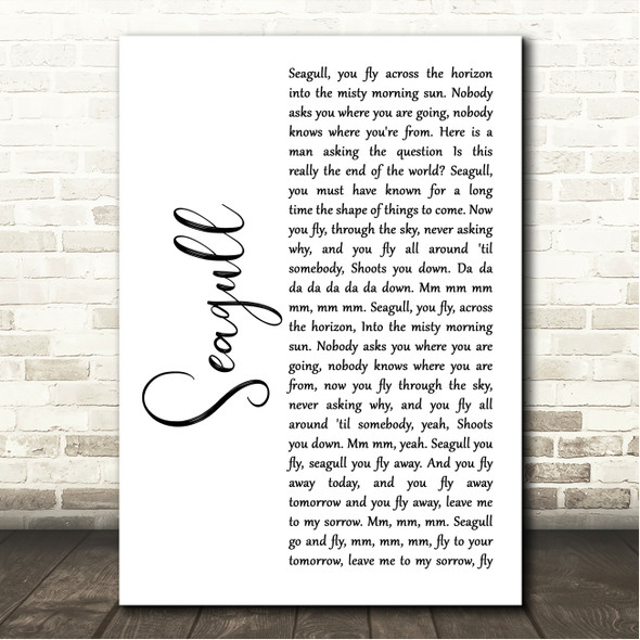 Bad Company Seagull White Script Song Lyric Wall Art Canvas Framed Print