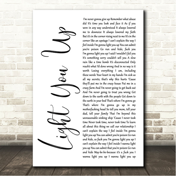 Blue October Light You Up White Script Song Lyric Wall Art Canvas Framed Print