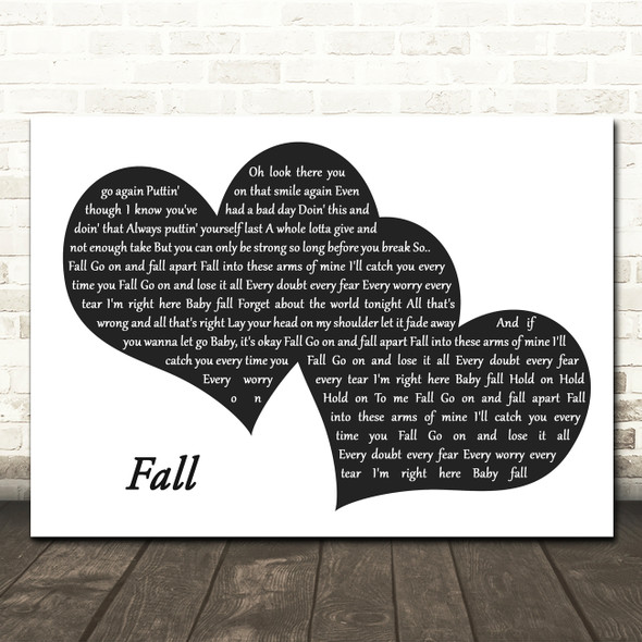 Clay Walker Fall Landscape Black & White Two Hearts Song Lyric Wall Art Canvas Framed Print