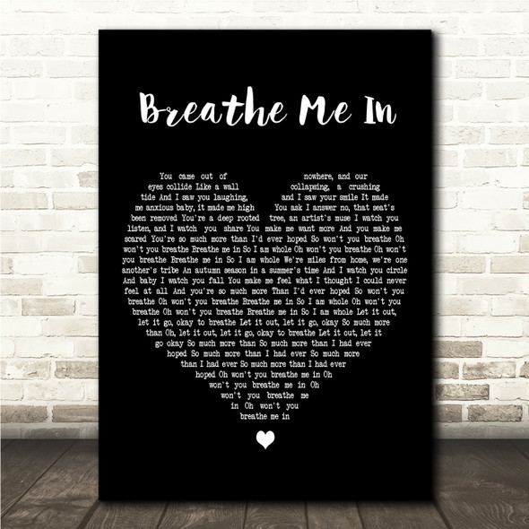 Candlebox Breathe Me In Black Heart Song Lyric Wall Art Canvas Framed Print