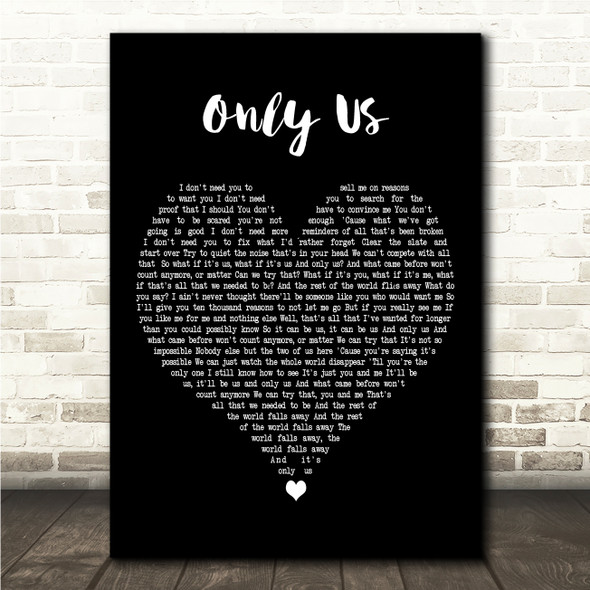 Carrie Underwood & Dan + Shay Only Us Black Heart Song Lyric Wall Art Canvas Framed Print