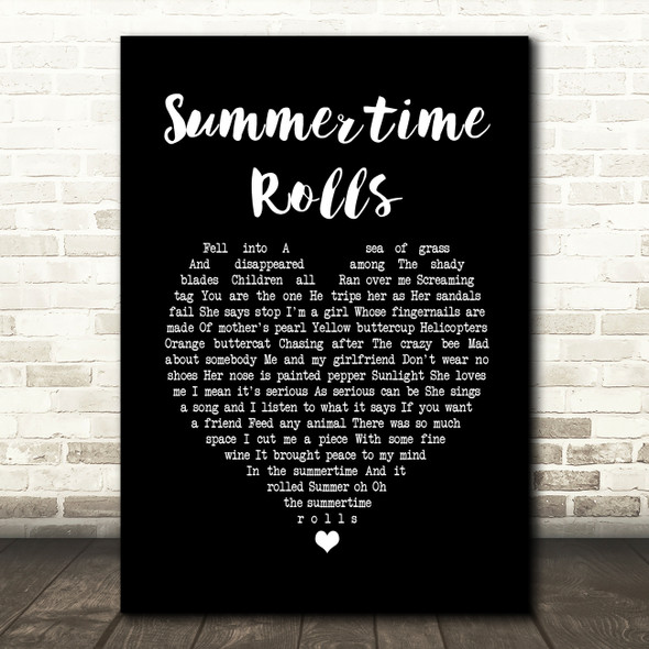 Jane's Addiction Summertime Rolls Black Heart Song Lyric Quote Music Print