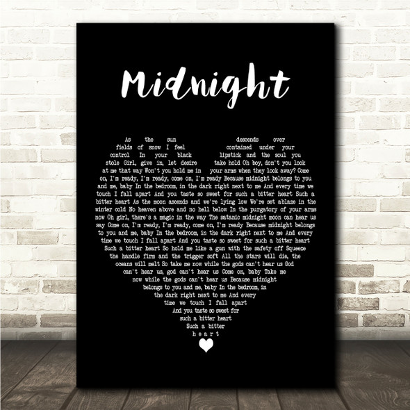 Creeper Midnight Black Heart Song Lyric Wall Art Canvas Framed Print