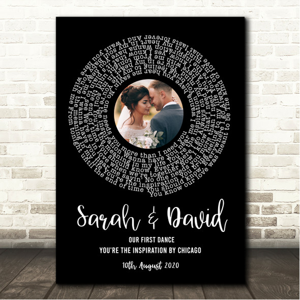Chicago You're The Inspiration Black Vinyl Record Wedding First Dance Photo Song Lyric Wall Art Canvas Framed Print