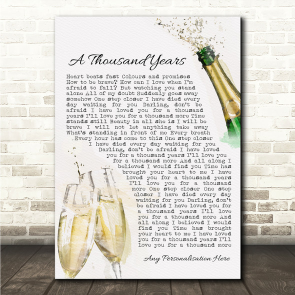 Christina Perri A Thousand Years Celebration Champagne Toast Song Lyric Wall Art Canvas Framed Print