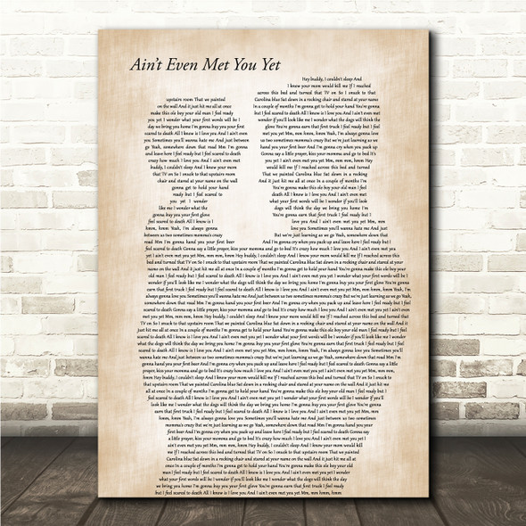 Chris Lane Aint Even Met You Yet Father & Child Song Lyric Wall Art Canvas Framed Print