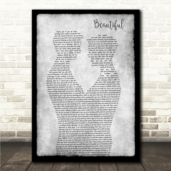 Carole King Beautiful Gay Couple Two Men Dancing Grey Song Lyric Wall Art Canvas Framed Print