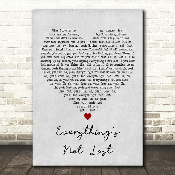 Coldplay Everythings Not Lost Grey Heart Song Lyric Wall Art Canvas Framed Print