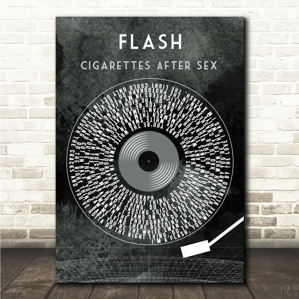 Cigarettes After Sex Flash Grunge Grey Vinyl Record Song Lyric Wall Art Canvas Framed Print
