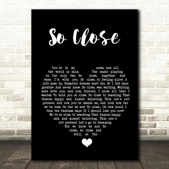 Jon McLaughlin So Close Black Heart Song Lyric Quote Music Print