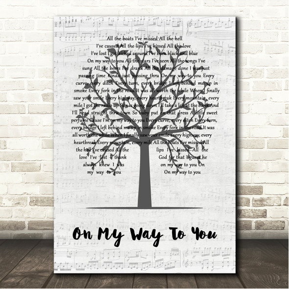 Cody Johnson On My Way To You Music Script Tree Song Lyric Wall Art Canvas Framed Print