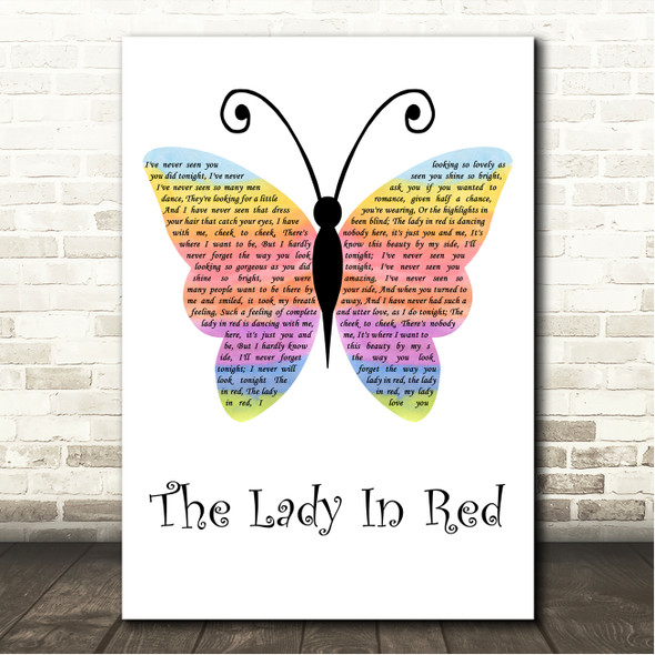 Chris De Burgh The Lady In Red Rainbow Butterfly Song Lyric Wall Art Canvas Framed Print
