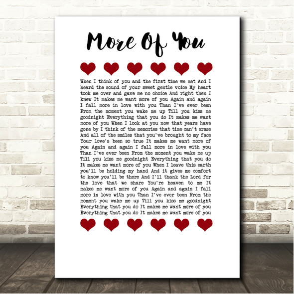 Chris Stapleton More Of You Red Hearts In Row Song Lyric Wall Art Canvas Framed Print