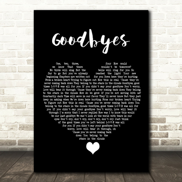 Jorja Smith Goodbyes Black Heart Song Lyric Quote Music Print