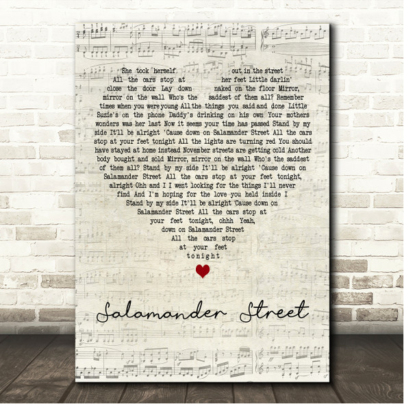 Callum Beattie Salamander Street Script Heart Song Lyric Wall Art Canvas Framed Print
