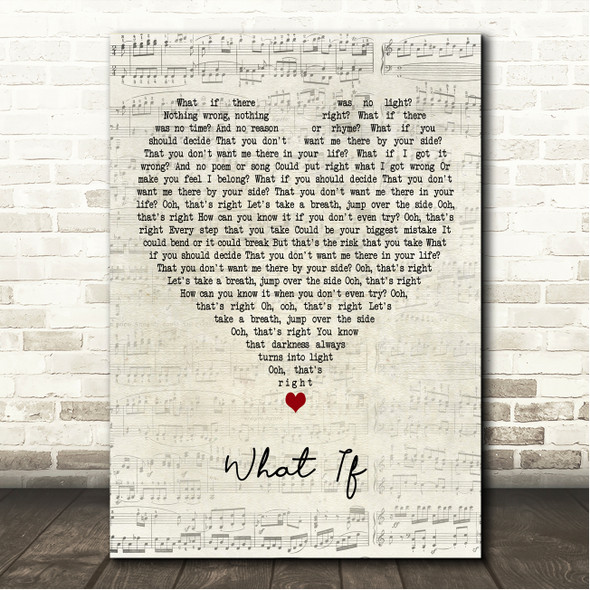 Coldplay What If Script Heart Song Lyric Wall Art Canvas Framed Print