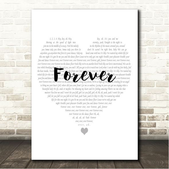 Chris Brown Forever Simple Heart Pale Grey Song Lyric Wall Art Canvas Framed Print