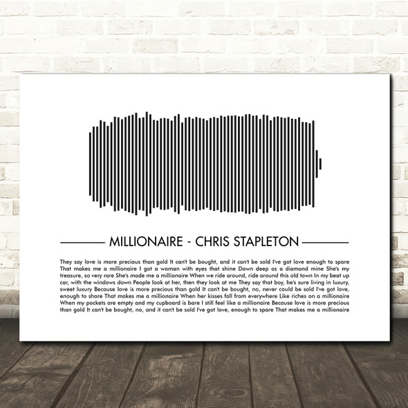 Chris Stapleton Millionaire Sound Wave Minimal Song Lyric Wall Art Canvas Framed Print