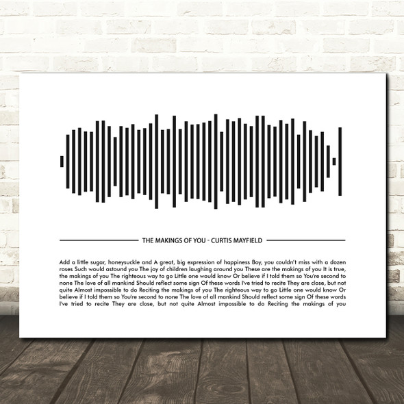 Curtis Mayfield The Makings of You Sound Wave Minimal Song Lyric Wall Art Canvas Framed Print