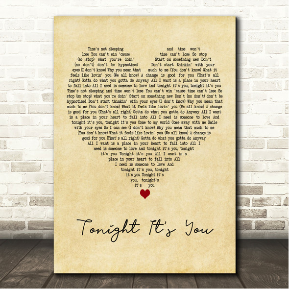 Cheap Trick Tonight Its You Vintage Heart Song Lyric Wall Art Canvas Framed Print