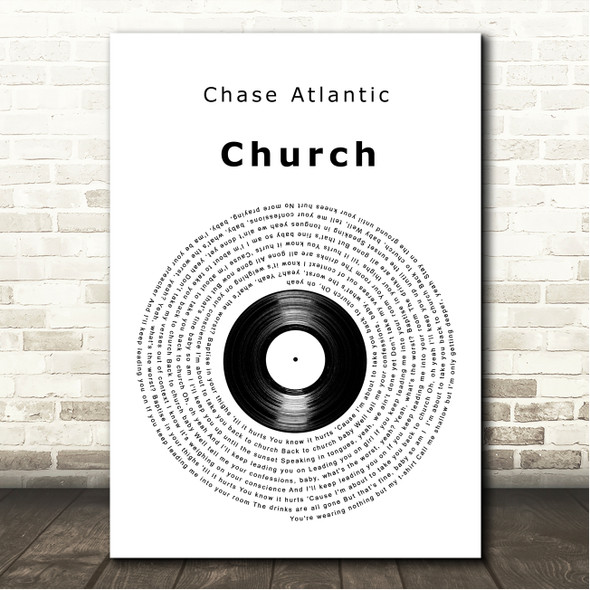 Chase Atlantic Church Vinyl Record Song Lyric Wall Art Canvas Framed Print