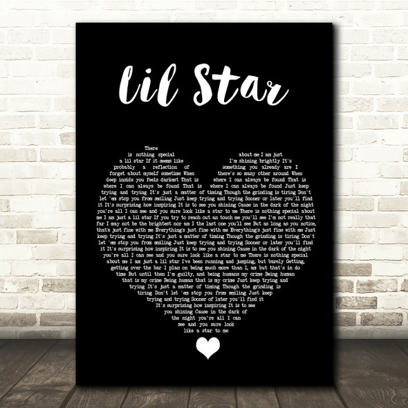 Kelis Lil Star Black Heart Song Lyric Quote Music Print