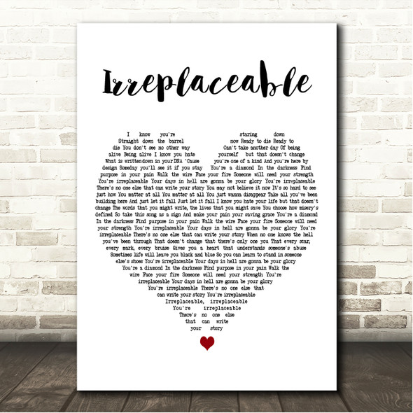 Citizen Soldier Irreplaceable White Heart Song Lyric Wall Art Canvas Framed Print