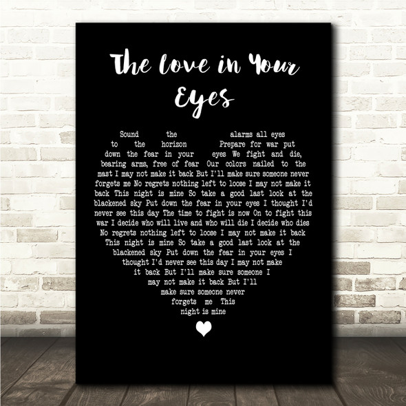 Daniel ODonnell The Love in Your Eyes Black Heart Song Lyric Wall Art Canvas Framed Print