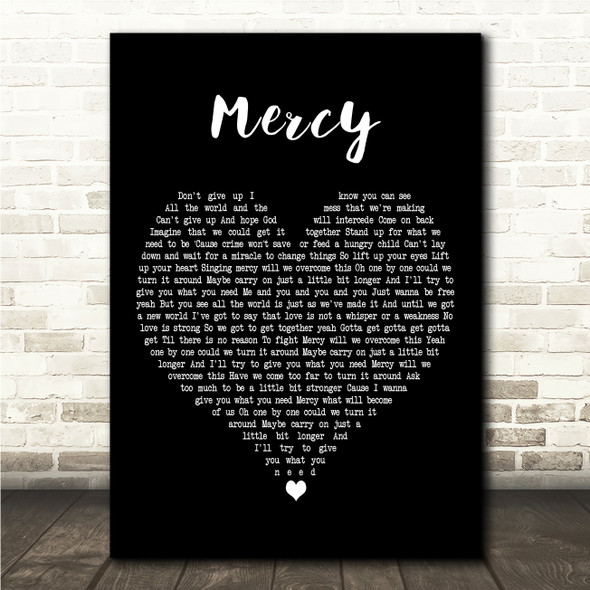 Dave Matthews Band Mercy Black Heart Song Lyric Wall Art Canvas Framed Print
