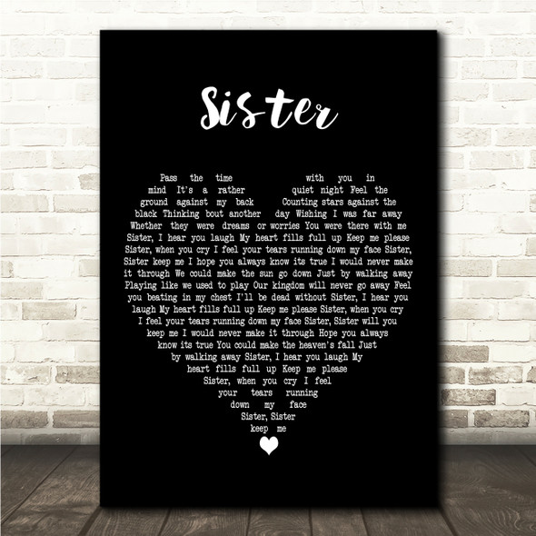 Dave Matthews Sister Black Heart Song Lyric Wall Art Canvas Framed Print
