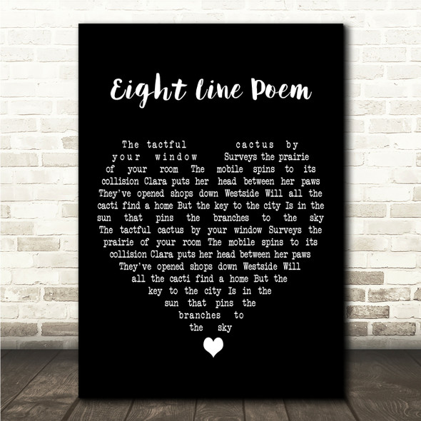 David Bowie Eight Line Poem Black Heart Song Lyric Wall Art Canvas Framed Print