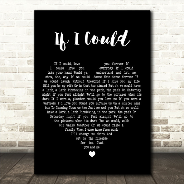 David Essex If I Could Black Heart Song Lyric Wall Art Canvas Framed Print
