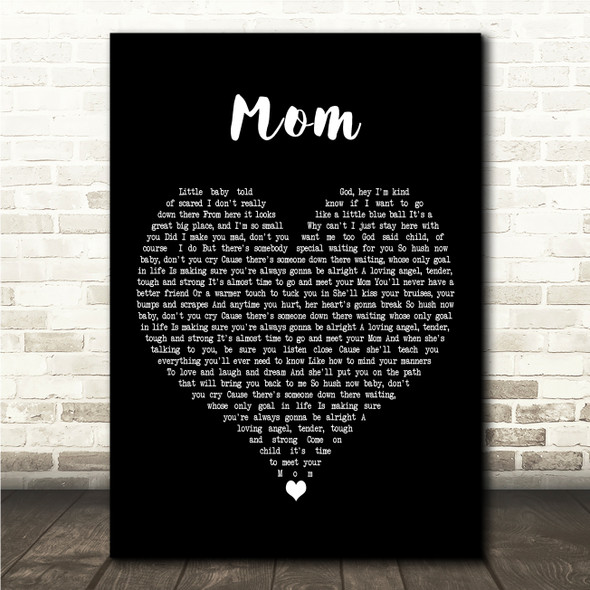 Donna Taggart Mom Black Heart Song Lyric Wall Art Canvas Framed Print
