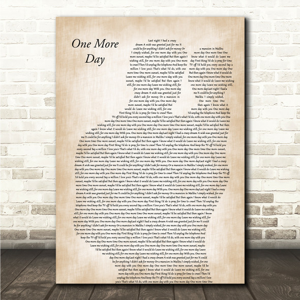 Diamond Rio One More Day Father & Baby Song Lyric Wall Art Canvas Framed Print