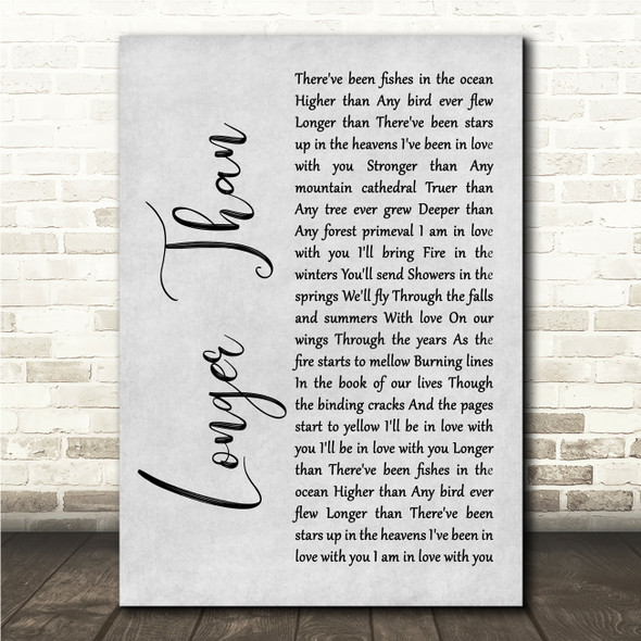 Dan Fogelberg Longer Than Grey Rustic Script Song Lyric Wall Art Canvas Framed Print