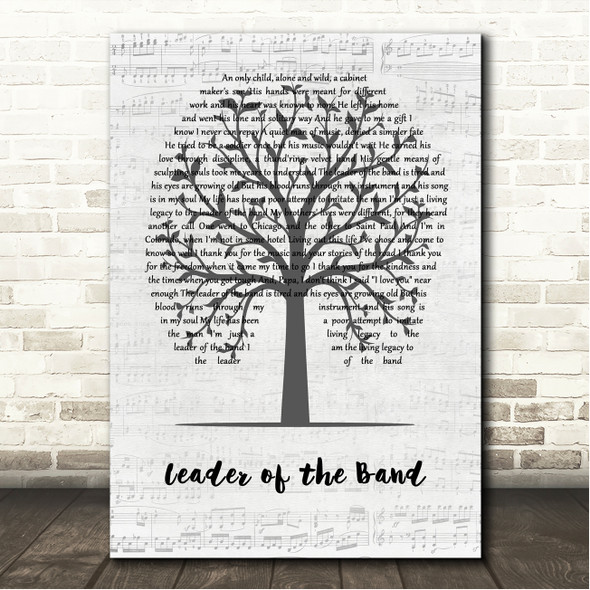 Dan Fogelberg Leader Of The Band Music Script Tree Song Lyric Wall Art Canvas Framed Print