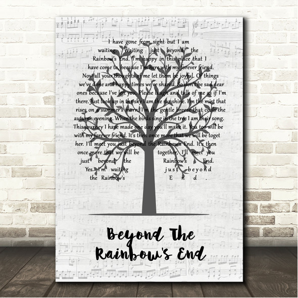 Daniel O'Donnell Beyond The Rainbow's End Music Script Tree Song Lyric Wall Art Canvas Framed Print