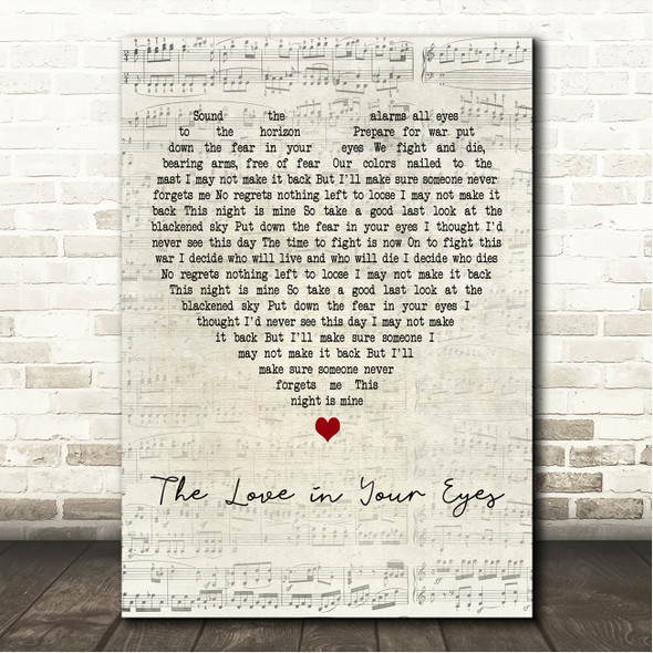 Daniel ODonnell The Love in Your Eyes Script Heart Song Lyric Wall Art Canvas Framed Print