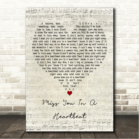 Def Leppard Miss You In A Heartbeat Script Heart Song Lyric Wall Art Canvas Framed Print