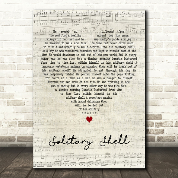 Dream Theater Solitary Shell Script Heart Song Lyric Wall Art Canvas Framed Print