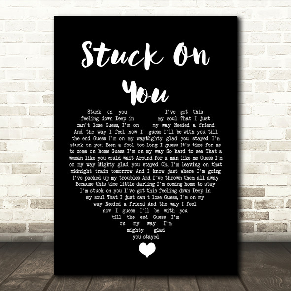 Lionel Richie Stuck On You Black Heart Song Lyric Quote Music Print