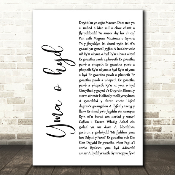 Dafydd iwan Yma o hyd White Script Song Lyric Wall Art Canvas Framed Print