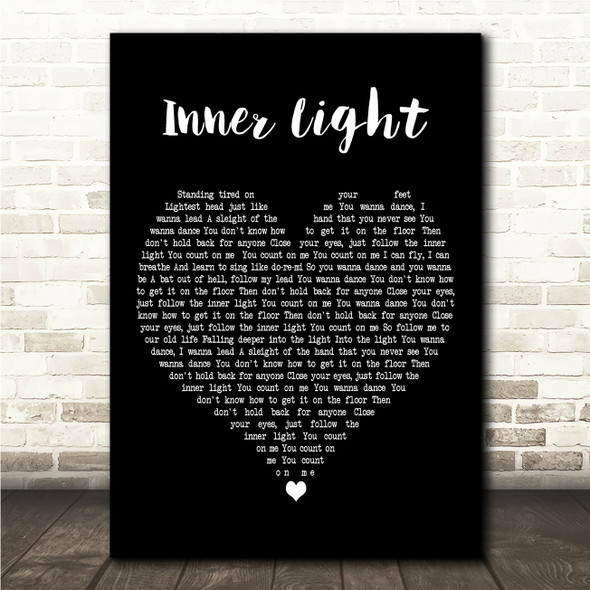 Elderbrook & Bob Moses Inner Light Black Heart Song Lyric Wall Art Canvas Framed Print
