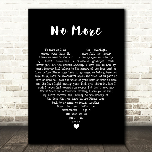 Elvis Presley No More Black Heart Song Lyric Wall Art Canvas Framed Print