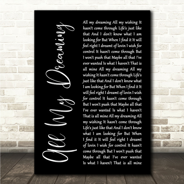 Emma Russack All My Dreaming Black Script Song Lyric Wall Art Canvas Framed Print