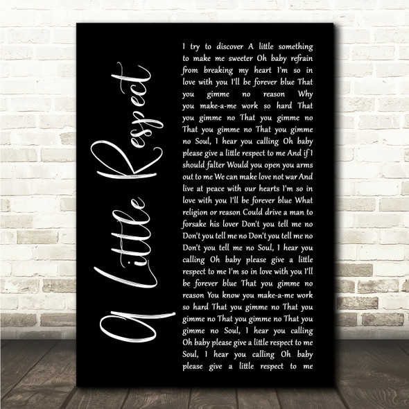 Erasure A Little Respect Black Script Song Lyric Wall Art Canvas Framed Print